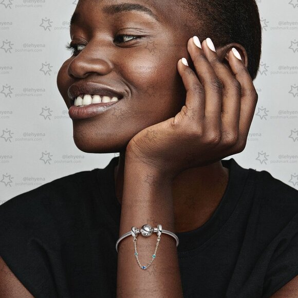 Pandora Triple Blue Stone Safety Chain - Picture 5 of 5